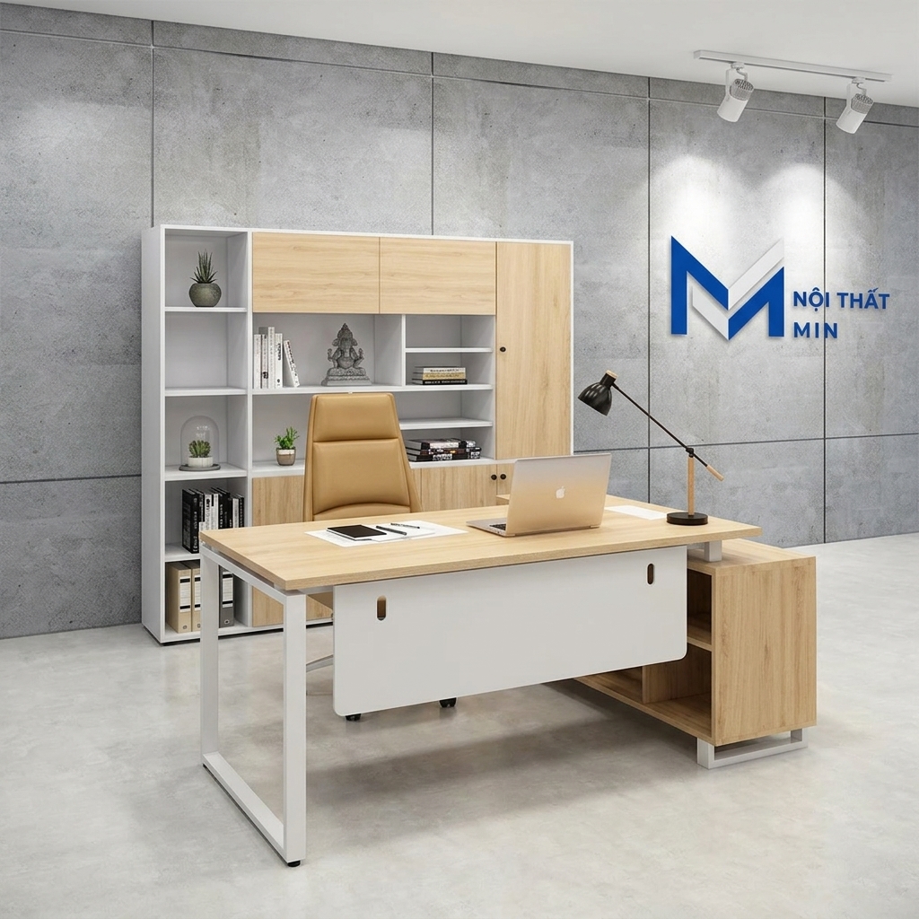 Nội Thất MIN đồng hành cung cấp & lắp đặt nội thất văn phòng tại CÔNG TY CỔ PHẦN GIÁO DỤC SUNSHINE Bàn Giám Đốc Chữ L Cao Cấp MIN-BGD013