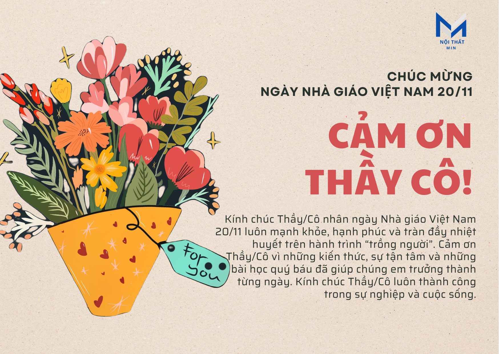 Nội Thất MIN Chúc Mừng Ngày Nhà Giáo Việt Nam 20/11 – Tri Ân Những Người Gieo Mầm Tri Thức
