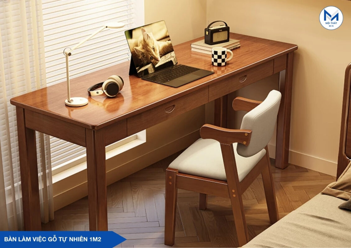bàn làm việc gỗ tự nhiên 1m2