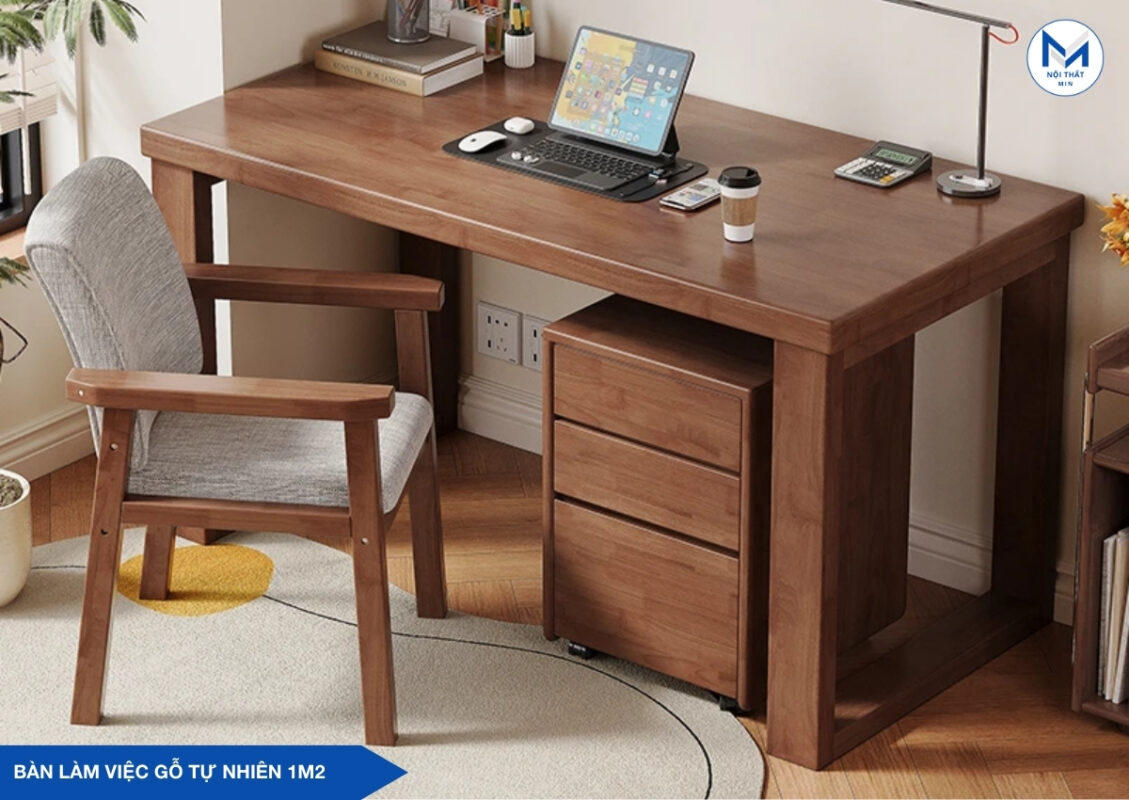 bàn làm việc gỗ tự nhiên 1m2