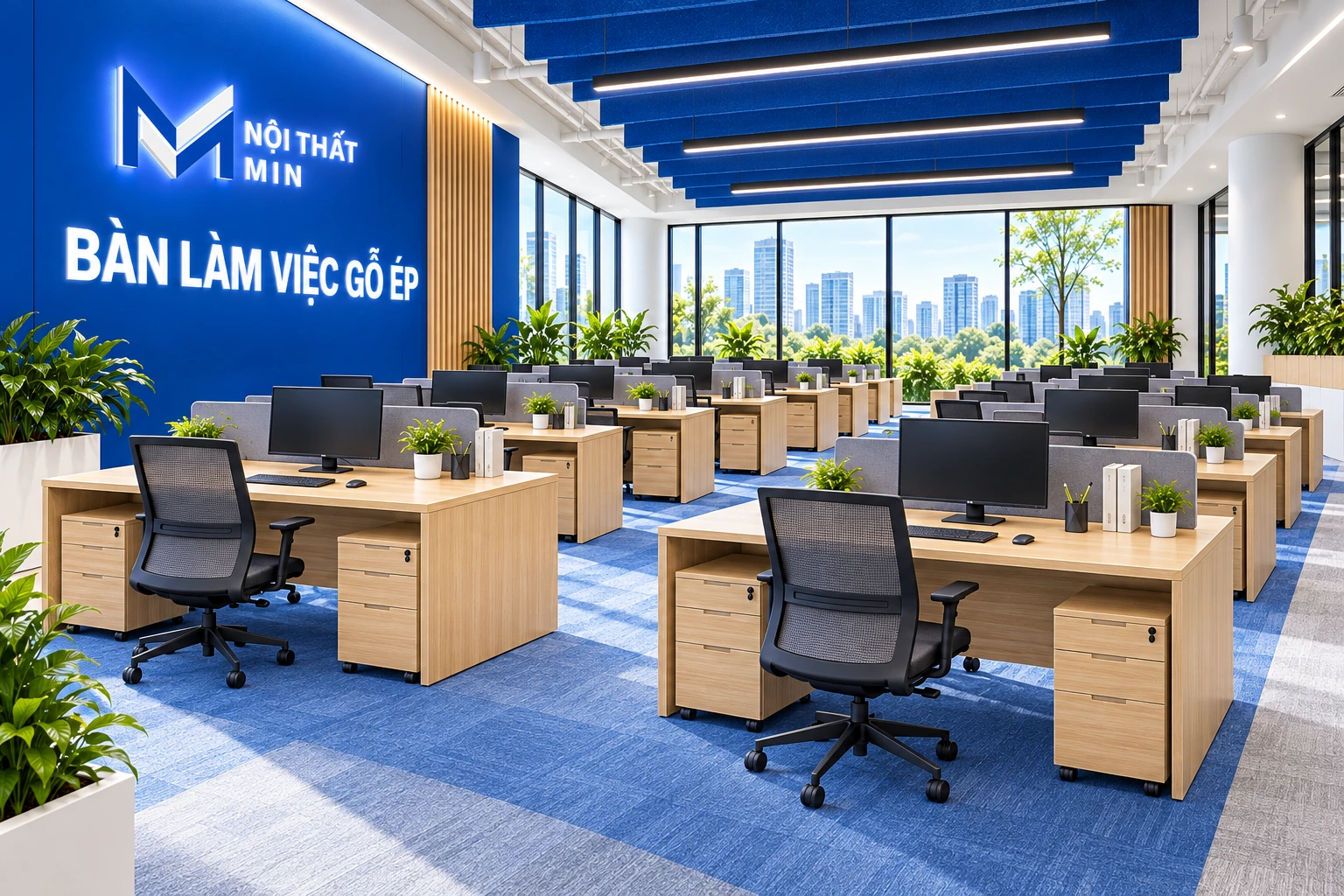 bàn làm việc gỗ ép